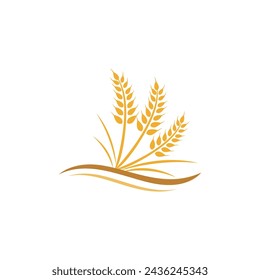 Agriculture wheat rice vector icon design template
