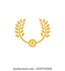 Plantilla de diseño de icono de vector de arroz de trigo agrícola
