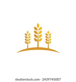 Plantilla de diseño de icono de vector de arroz de trigo agrícola
