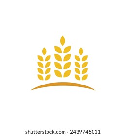Agriculture wheat rice vector icon design template
