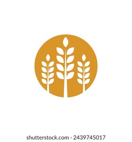 Agriculture wheat rice vector icon design template
