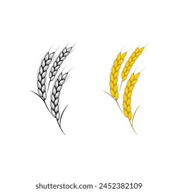 Agriculture wheat rice vector icon design template
