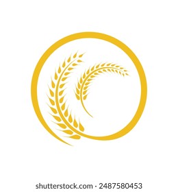 Agriculture wheat rice vector icon design template
