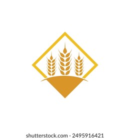 Agriculture wheat rice vector icon design template
