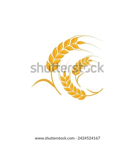 Agriculture wheat rice vector icon design template
