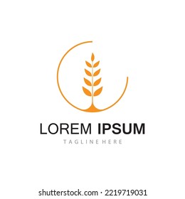 Diseño de iconos de vectores de trigo agrícola 