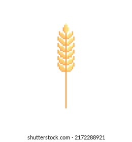 Agriculture wheat vector icon. Pixel art. 8 bit logo. eps10