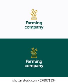Agriculture windmill flat logo template