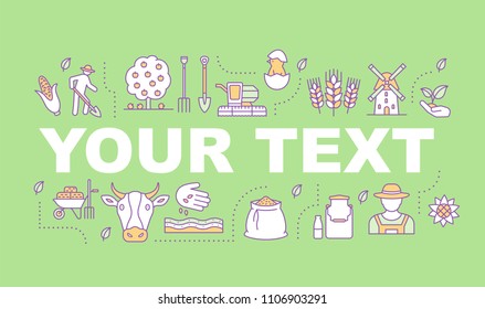 Agriculture word concepts banner. Farming. Agricultural implement. Isolated lettering typography idea with linear icons. Vector outline illustration