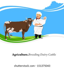 Agriculture.Breeding dairy Cattle.Vector background