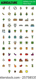 Agricultures Collection Icon Set Filled Style