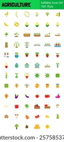 Agricultures Collection Icon Set Flat Style