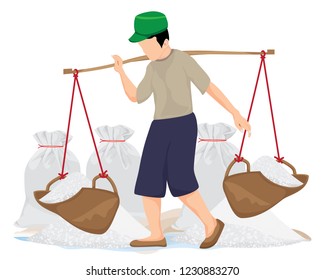 agriculturist cartoon shape with salt vector design