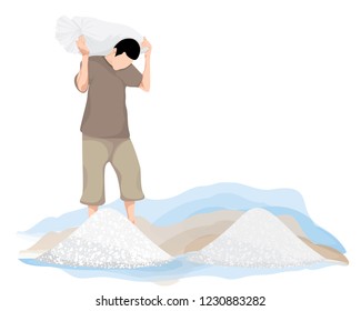 agriculturist cartoon shape with salt vector design