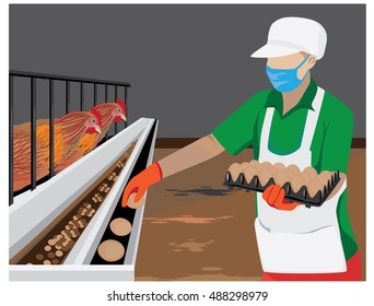 agriculturist with  Chicken eggs vector design