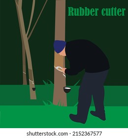 agriculturist cut rubber tree for latex vector design