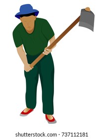 agriculturist with hoe shape vector design