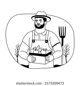 Agriculturist illustration in a glyph style 
