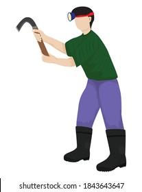 agriculturist Rubber tapping  cartoon shape vector design