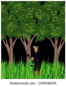 agriculturist slash rubber tree vector design