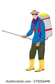 agriculturist with spray shape vector design