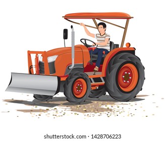 agriculturist with tractor vector design