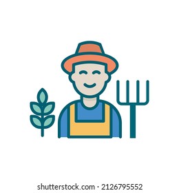 Agriculturist Vector Filled Outline Icon Design illustration. Agriculture and Farming Symbol on White background EPS 10 File