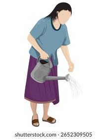 forma de desenho animado de rega agriculturista no desenho de vetor de fundo branco