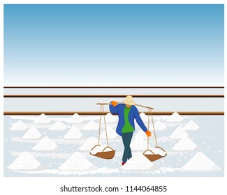 agriculturist work in saline field vector design