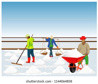 agriculturist work in saline field vector design