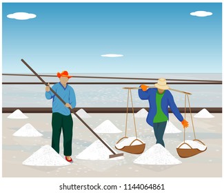 agriculturist work in saline field vector design