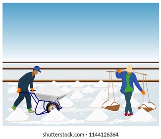 agriculturist work in saline field vector design