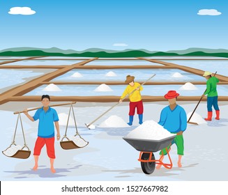 agriculturist work in saline field vector design