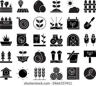 Agricuture fill icon set design vector illustration stock