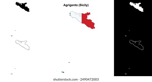Agrigento province outline map set