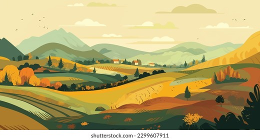 AgriScape Vector Illustration  Vibrant Design for Farming Company Marketing Materials and Branded Merchandise