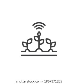 Agritech control line icon. linear style sign for mobile concept and web design. Smart farm technologies outline vector icon. Symbol, logo illustration. Vector graphics