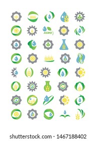 Agro, bio, eco logos set. Vector isolated colored icons.