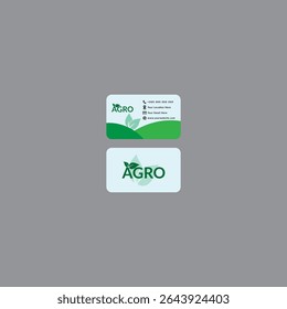 Agro business card design. Fresh nature landscape, ecology collage. Agro business card layout, farmland poster, countryside flyer, Abstract eco green agricultural vector background.