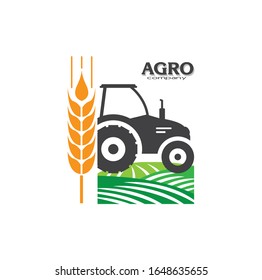Agro company icon element design. Sign or Symbol, logo design for idustrial company or agriculture company. Farm, farming. Vector illustration