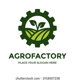 Agro factory vector logo template. This design use farm and plant symbol.