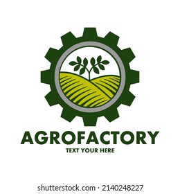 Agro factory vector logo template. This design use farm and plant symbol.