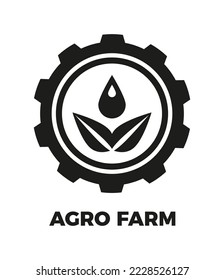 Agro farm emblem, label, signboard. Design template for your eco company, bio products, or farm products store. Vector silhouette icon.