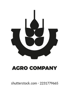 Agro farm emblem, label, signboard. Design template for your eco company, bio products, or farm products store. Vector silhouette icon.