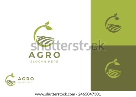 Agro Farm logo icon design, leaf plant with land graphic element symbol, sign for agriculture vector logo template