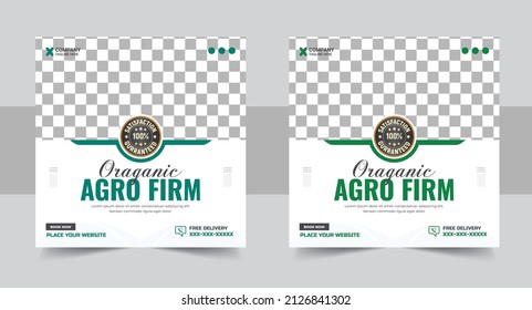 Agro farm services social media post or web banner template design. organic agro farm services or Landscaping Service Social Media Post banner, Web Banner, Garden, agro farm, agriculture, farming.