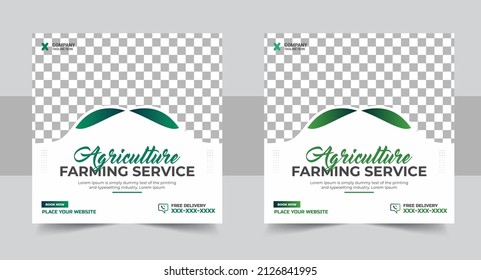 Agro farm services social media post or web banner template. Farm Agriculture Garden Services Social Media or Web Banner Template Design Vector Premium, Social Media Post, Web Banner, Flyer design.