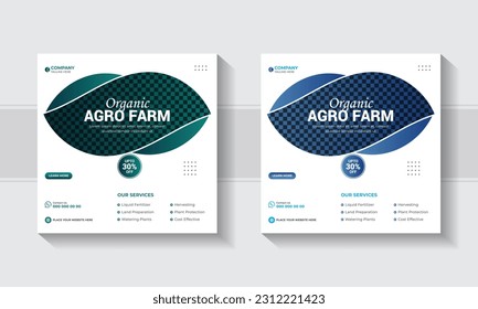 Agro Farm Dienstleistungen Social Media Post-Banner und Web-Banner Template Design. Lawn Mower Garden oder Landwirtschaftsdienst Sozialmedien Post Template. Landwirtschaft, Agro-Bauernhof, Design-Layout.