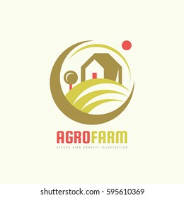 Agro Farm - vector logo template concept. Organic eco product sign. Plantation illustration. Ecology nature emblem. Design element. 