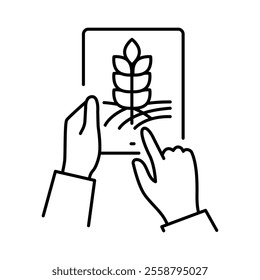 Agro Forecasting black line icon. Smart agriculture. Vector isolated element. Editable stroke.